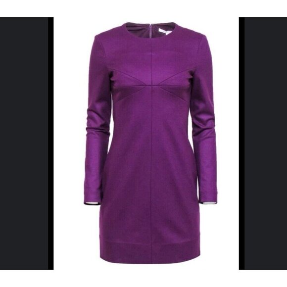 Diane Von Furstenberg Purple Wool Blend Sheath Long Sleeve Above Knee Size 10 - Picture 1 of 10